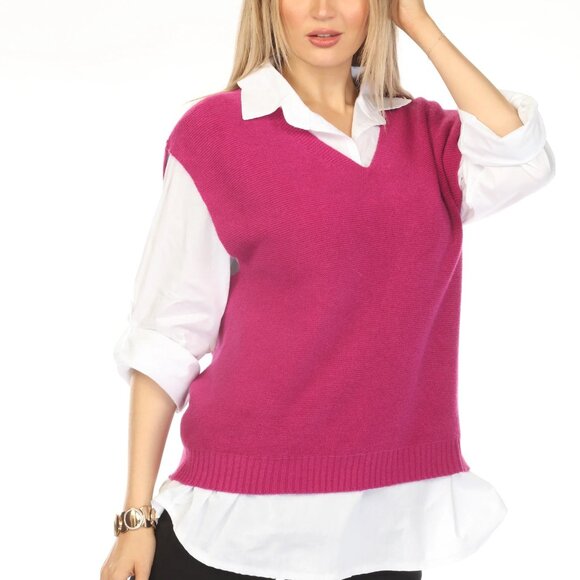 Grape & White Scholar Sweater Top Vest - Picture 3 of 6